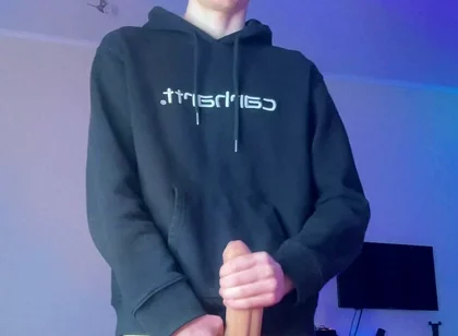 Skinny Boy Holding Back a Huge Cumshot Until It Hurts