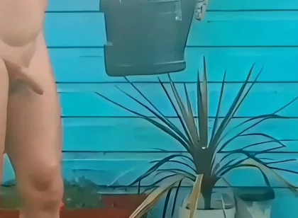 Naked Gardening & Huge Buttplug