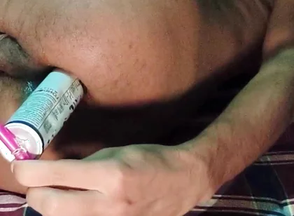 Gay Huge Ass Gape with Homemade Dildo
