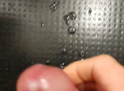 Moaning as I Squirt My White, and Thick Cum All Over the Floor with My Thick, Shaved, Cock