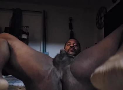 Presenting My Ass and Stroking My Big Black Cock