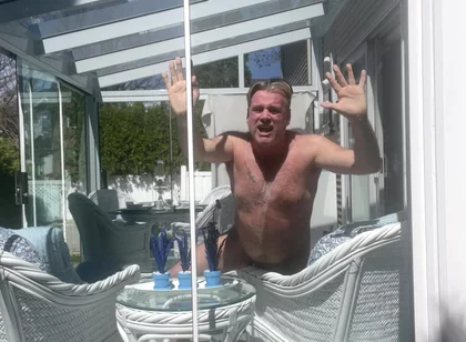 Hunk Stepdaddy Bear Naked Sunbathing in the Veranda 4