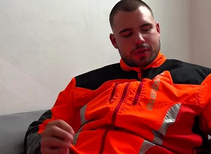 Tyler Blake Hivis Workwear, Muscle Flex, Dildo Play, Jerking off in Gear.