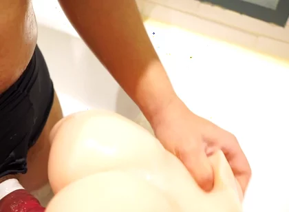 Fuck Sex Toy in Hotel Bathtub