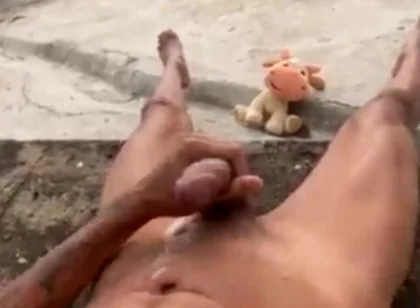 A Cumshot to Relieve Stress in the Backyard