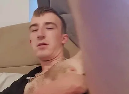 Skinny Lad Trys to Fuck Himself with Huge Cock