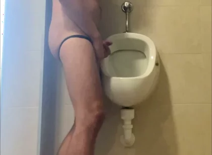Dared His Flatmate to Expose His Hot Smooth Butt at the Pool's Public Toilets Urinal
