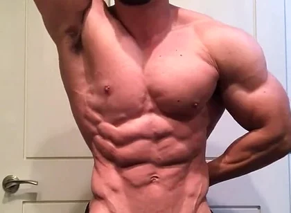 Jacked Bodybuilder Benji Bastian Flexing His Huge, Shredded, Muscles