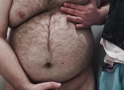 Fat Bear Jerks off on Toilet and Licks up His Cum