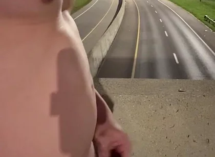 Asian Muscle Hunk Strips Naked on the Bridge - Ripped Flexing & Massive Cumshot