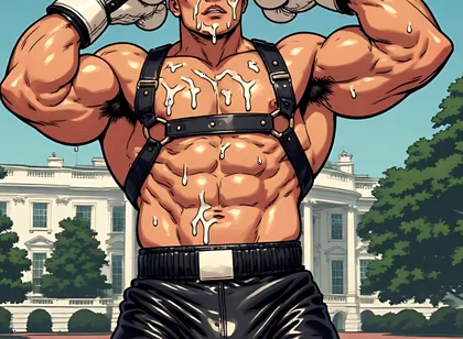 Asian Cum Covered Muscle Men Art