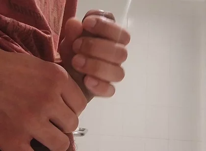 Cumshow in the Bathroom at Work