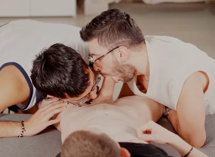 Two Bearded Studs Suck My Cock Like There's No Tomorrow