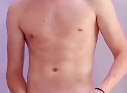 Gay teen playing with his hard cock and fingering his virgin hole