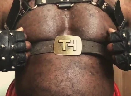 Black Muscle Close up Harness Belted Titplay