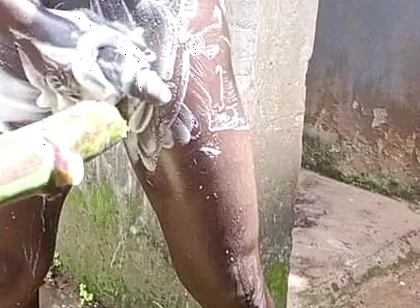 Outdoor Shower Takes Into Wide Cumshots