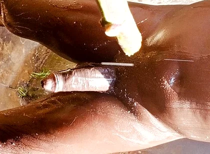 Outdoor Shower Takes Into Wide Cumshots