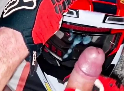 Naked Biker Wanks on His Mxhelmet