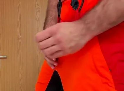 Tyler Blake Jerking off in Hivis Lumberjack Workwear - Muscle Flexes & Explosive Cumshot