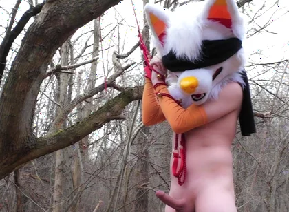 Bondaged Young Twink Piss in Forest