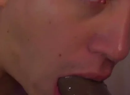 Stepdaddy’s Little Sissy Bitch Sucks and Deepthroats Big Black Cock