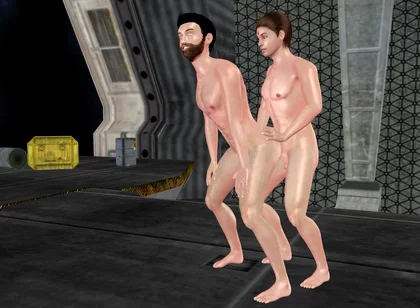 Animated 3D Gay Cartoon Porn - Man Fisting Ass Then Standing Fuck in Space Station