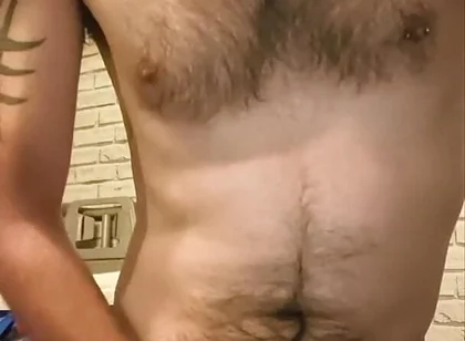 Big Dick Wanking and Smoking Topless