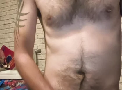 Big Dick Wanking and Smoking Topless