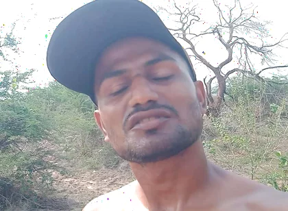 Full Sweat on Boy Face Moving on Hill Full Sweat