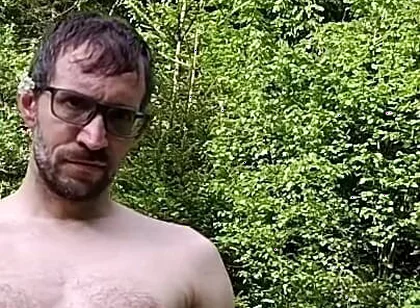 Masturbating Outside in the Woods Completely Naked, Huge Cumshot