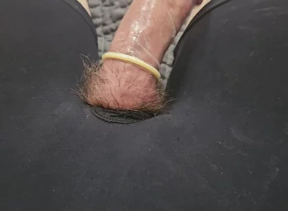 Small Femboy Crossdresser Cums Inside His Condom After Jerking off