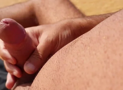 Ladysilva Jerking off His Big Hot Cock Until He Grasps on the Deserted Beach