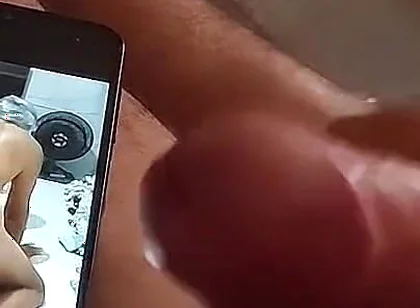Ladysilva Masturbating Her Hot Cock Watching Her Video on Her Cell Phone
