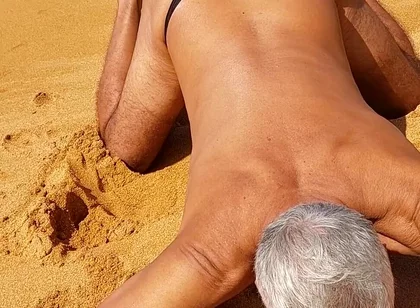 Ladysilva on the Beach in Panties Showing off Her Hot Ass