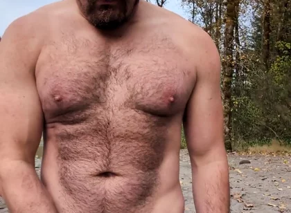 Milking a Load on a Beach in the Woods