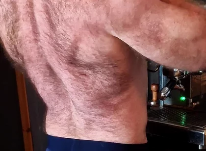 Muscle Bear Has Coffee