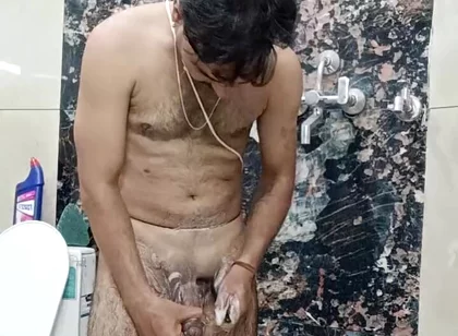 Indian Desi Man Enjoy Shower and Masterbation Show with Neighbour Stepfather and Army Officer Stepfather