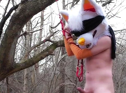 Bondaged Young Twink Piss in Forest