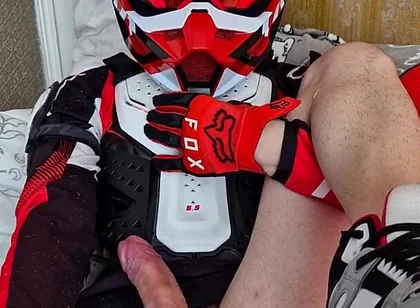 In Biker Gear, He Brought to Orgasm
