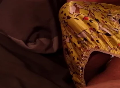 Playing with My Bulge in a Tiny Yellow Satin Thong