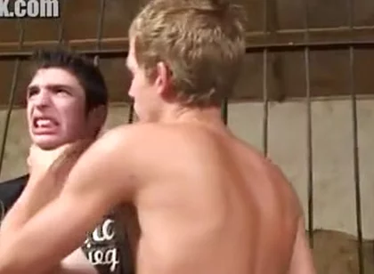 Bound thug boy sucking cock