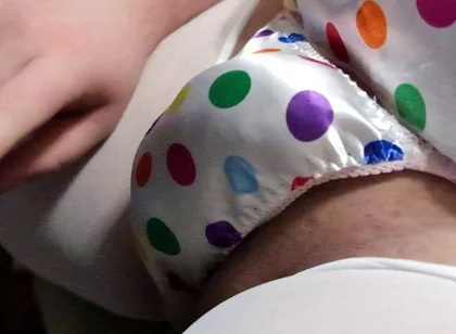 Rainbow Polka Dot Satin Thong Play