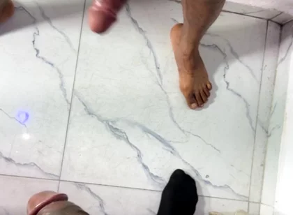 Two Cumshots From Two Horny Friends Masturbating Together
