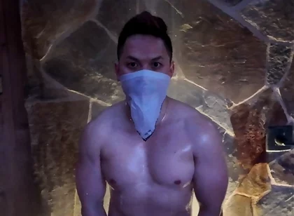 Naked Asian Muscle Hunk Dawn Outdoor Shower Flex - Thick Biceps, 6-pack Abs, V-taper Back & Big Cumshot