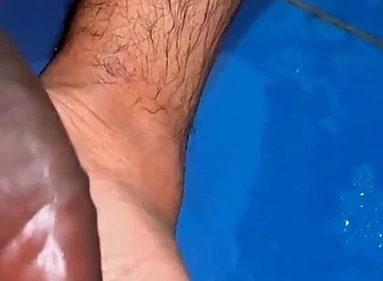 Hairy Curved Cock Cums Twice - Pink Head Foot Play & Massive Cumshots