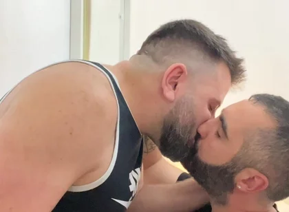 Italian and Spanish Bears Kissing