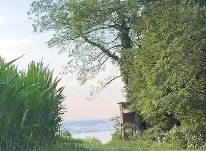 Risky Bwc Stroking Outdoors on Meadow with Lake View - Big Cumshot