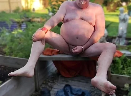 Enjoying My Backyard - Naked!