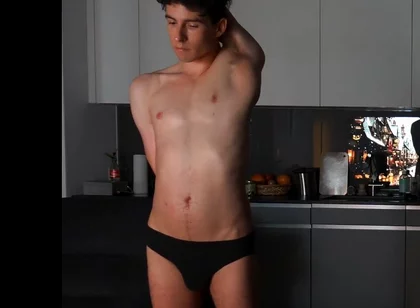 Young man in the evening on Halloween watch him relax