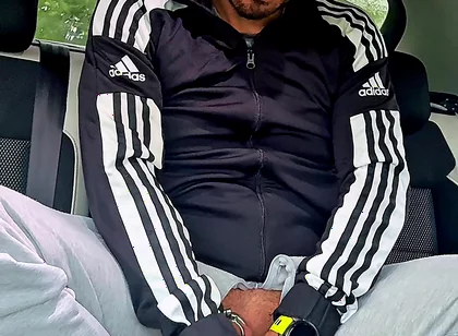 Chav-lad in a Tracksuit and White Socks Outside in Public Fun
